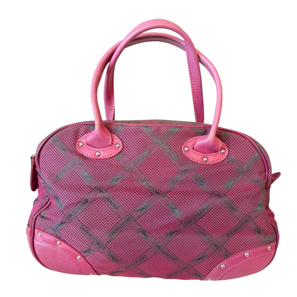 Longchamp Pink Monogram Canvas and Leather Bowler Satchel Bag – Vintage Y2K